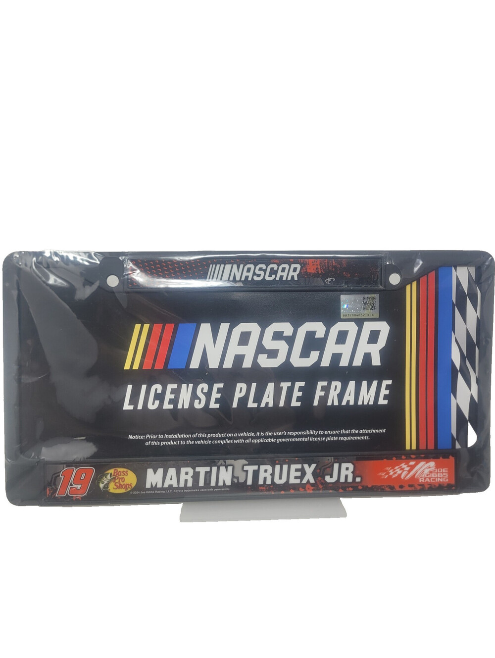 Rico NASCAR Martin Truex Jr 19 Black Chrome Metal License Plate Frame New Sealed
